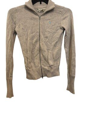 Abercrombie Womens Beige Full-Zip Cardigan Sweater XL 100% Cotton